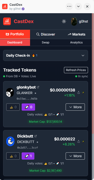 CastDex-DEX Data for Farcaster - Farcaster Mini Apps screenshot